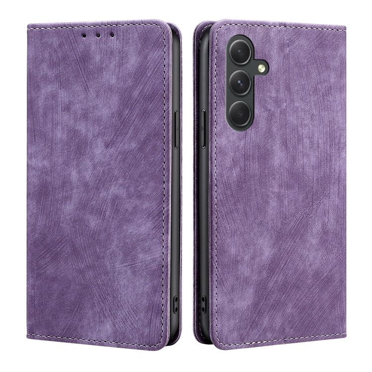 For Samsung Galaxy A54 5G RFID Anti-theft Brush Magnetic Leather Phone Case