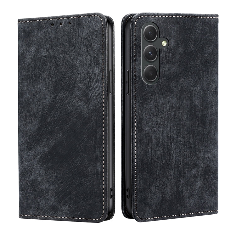 For Samsung Galaxy A54 5G RFID Anti-theft Brush Magnetic Leather Phone Case