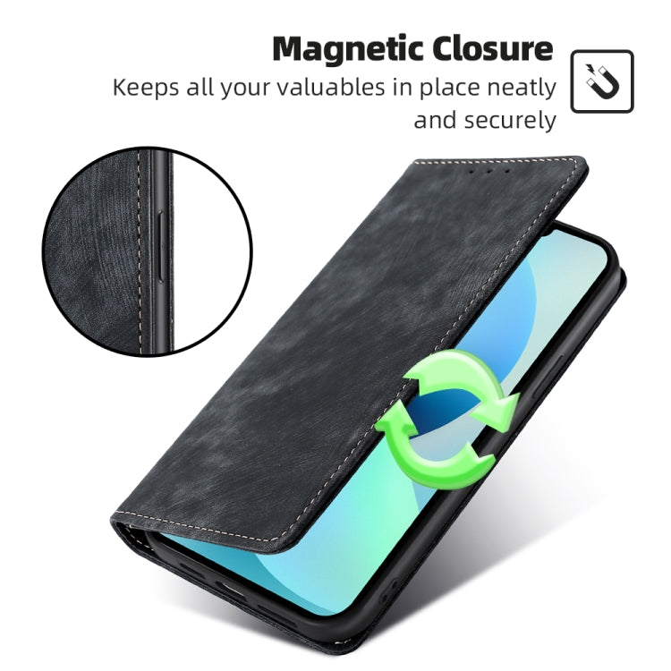 For Samsung Galaxy A54 5G RFID Anti-theft Brush Magnetic Leather Phone Case