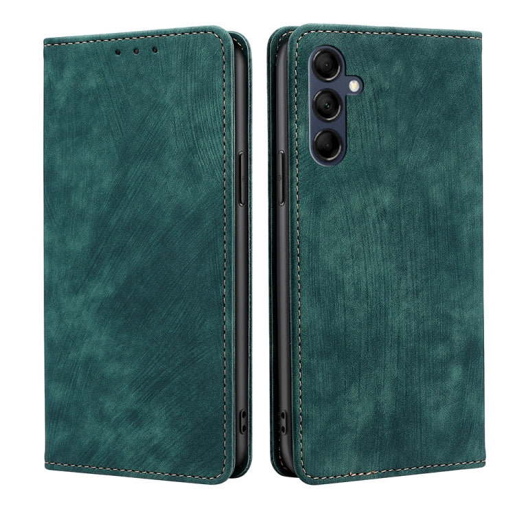For Samsung Galaxy M14 5G RFID Anti-theft Brush Magnetic Leather Phone Case