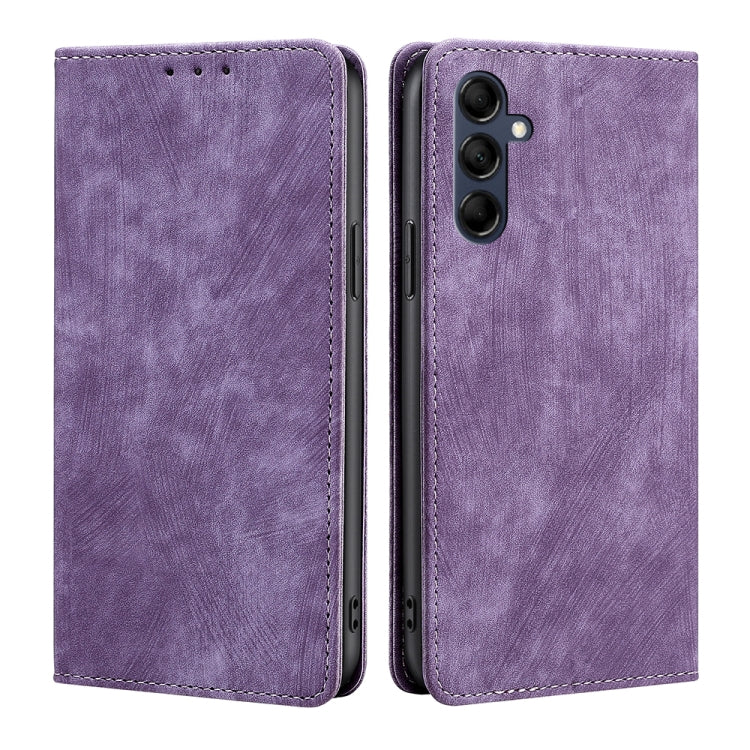 For Samsung Galaxy M14 5G RFID Anti-theft Brush Magnetic Leather Phone Case