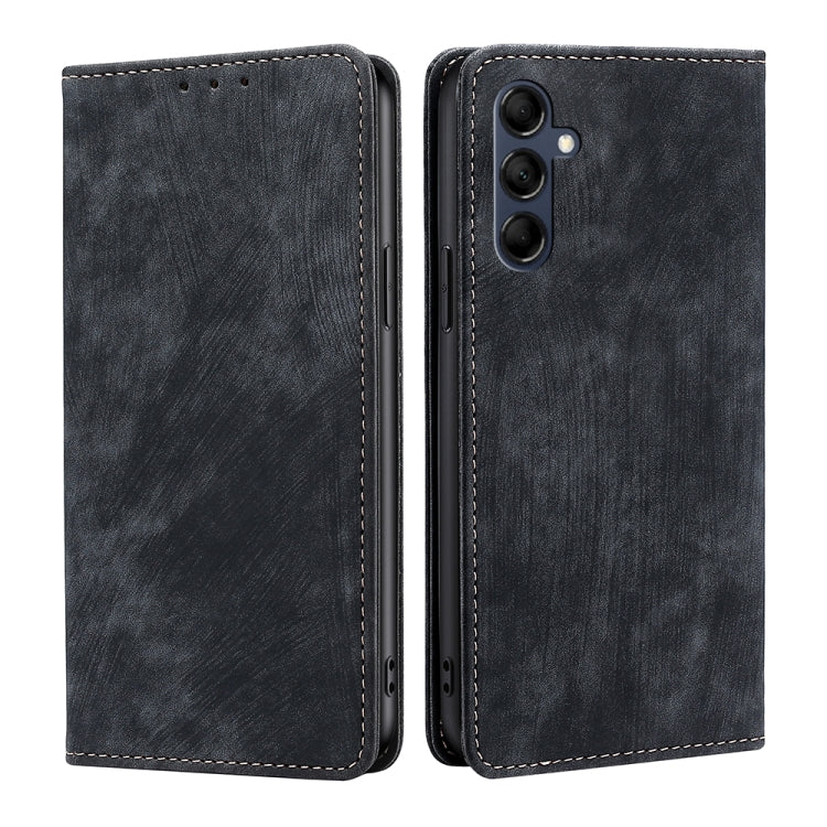 For Samsung Galaxy M14 5G RFID Anti-theft Brush Magnetic Leather Phone Case