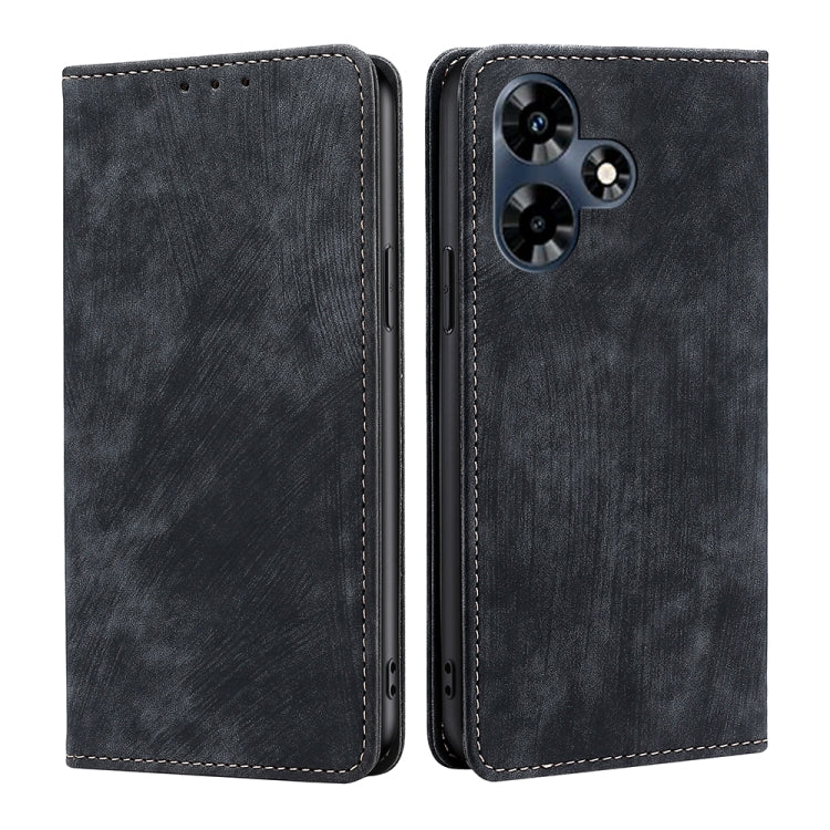 For Infinix Hot 30 4G RFID Anti-theft Brush Magnetic Leather Phone Case