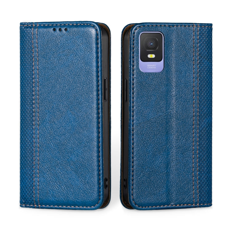 For TCL 403 Grid Texture Magnetic Flip Leather Phone Case