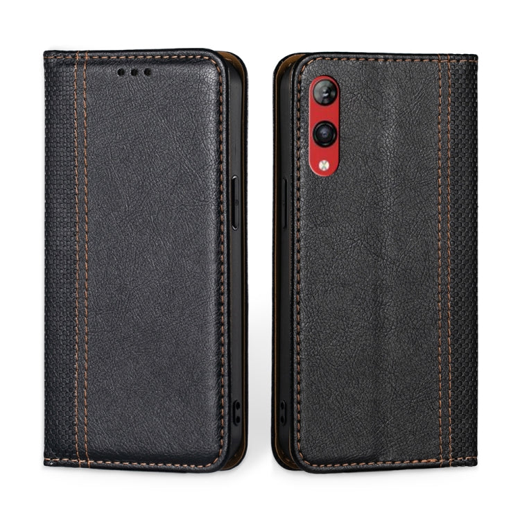 For Rakuten Hand 4G Grid Texture Magnetic Flip Leather Phone Case
