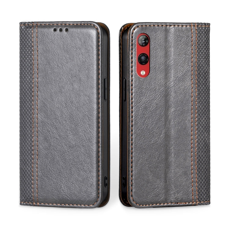 For Rakuten Hand 4G Grid Texture Magnetic Flip Leather Phone Case