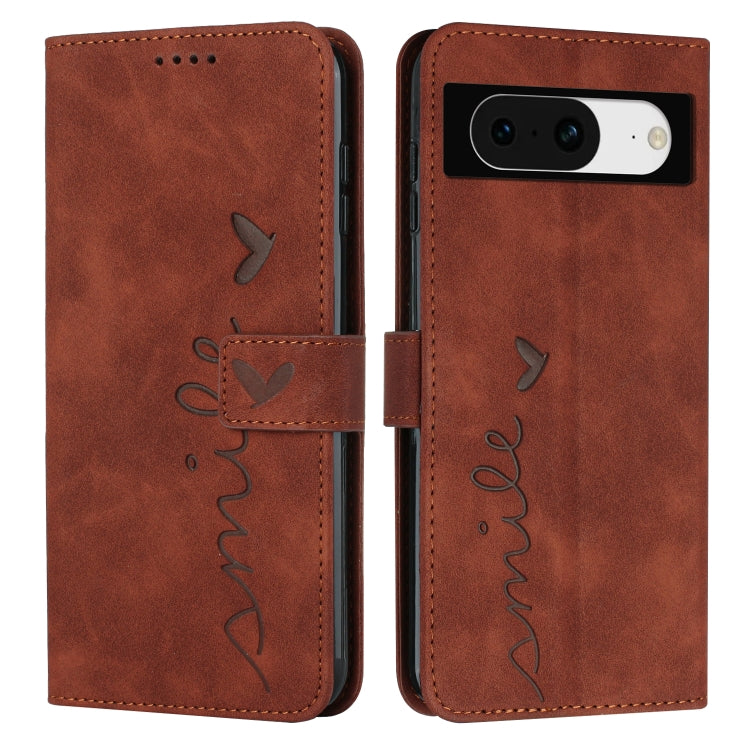 For Google Pixel 8 Skin Feel Heart Pattern Leather Phone Case