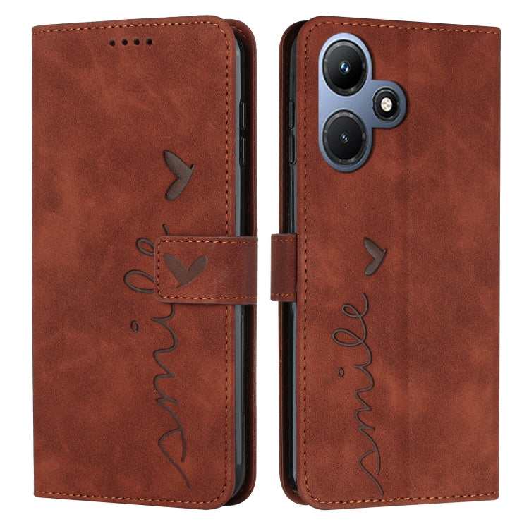 For Infinix Hot 30i Skin Feel Heart Pattern Leather Phone Case