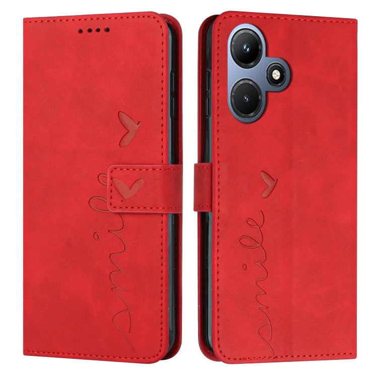 For Infinix Hot 30i Skin Feel Heart Pattern Leather Phone Case