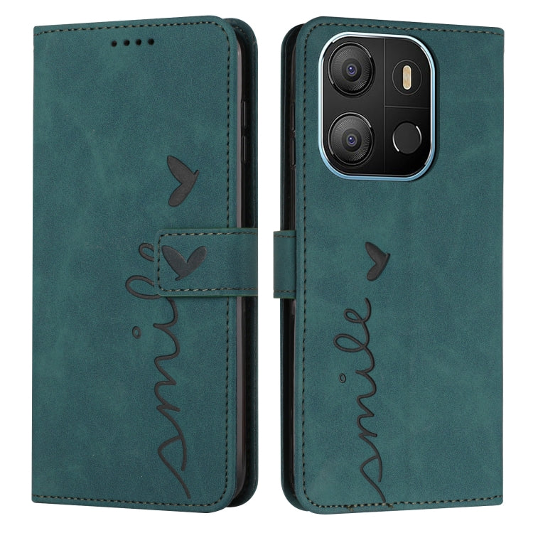 For Tecno Pop 7 Skin Feel Heart Pattern Leather Phone Case