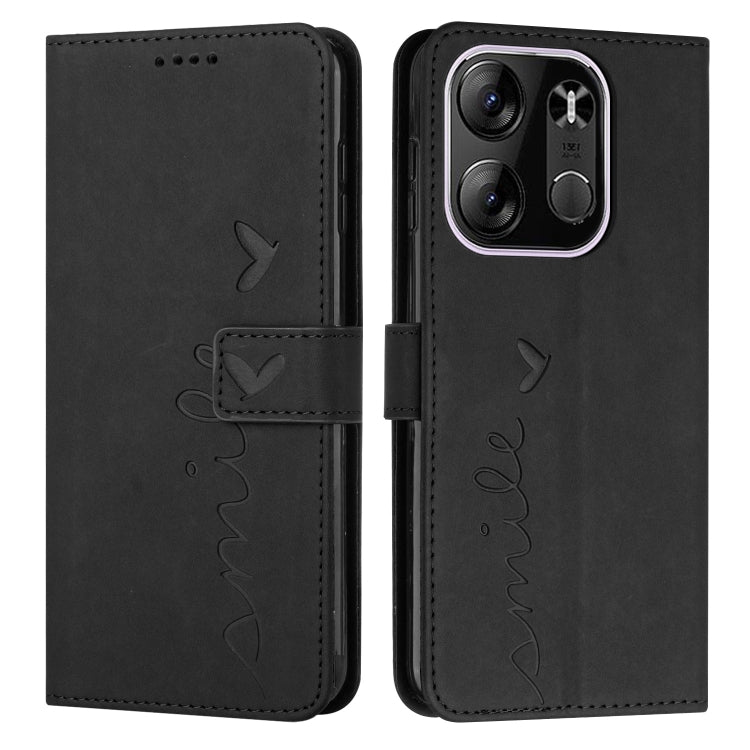 For Tecno Pop 7 Pro Skin Feel Heart Pattern Leather Phone Case
