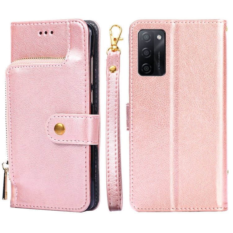 For OPPO A55S 5G Zipper Bag Leather Phone Case