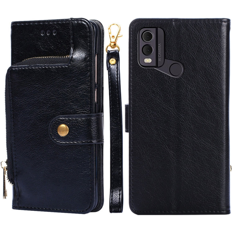 For Nokia C22 Zipper Bag Leather Phone Case