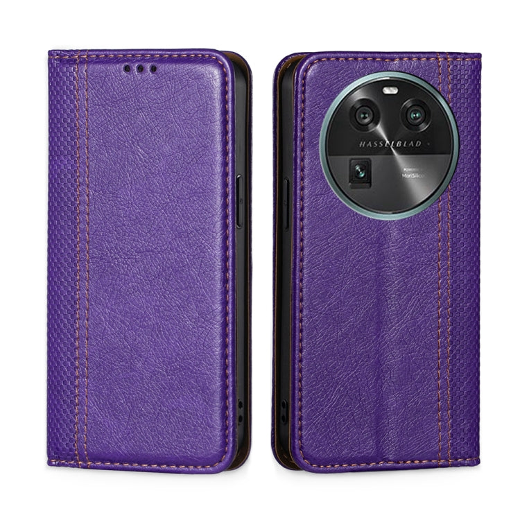 For OPPO Find X6 5G Grid Texture Magnetic Flip Leather Phone Case