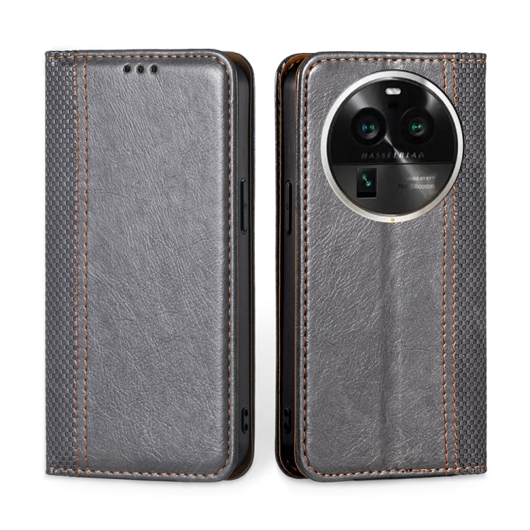 For OPPO Find X6 Pro 5G Grid Texture Magnetic Flip Leather Phone Case