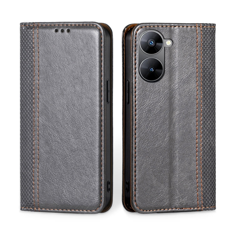 For Realme V30 5G / V30t Grid Texture Magnetic Flip Leather Phone Case