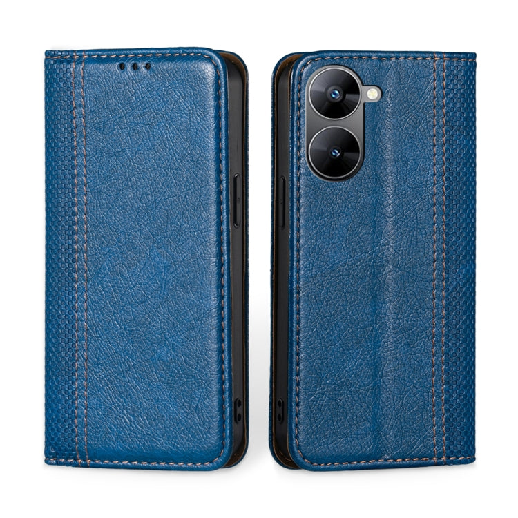 For Realme V30 5G / V30t Grid Texture Magnetic Flip Leather Phone Case