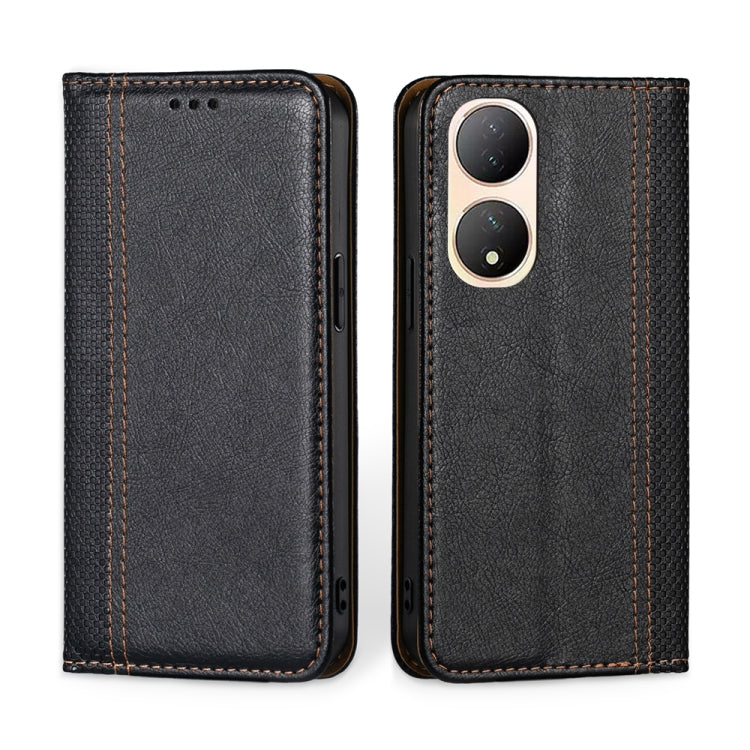 For vivo Y100 5G Grid Texture Magnetic Flip Leather Phone Case