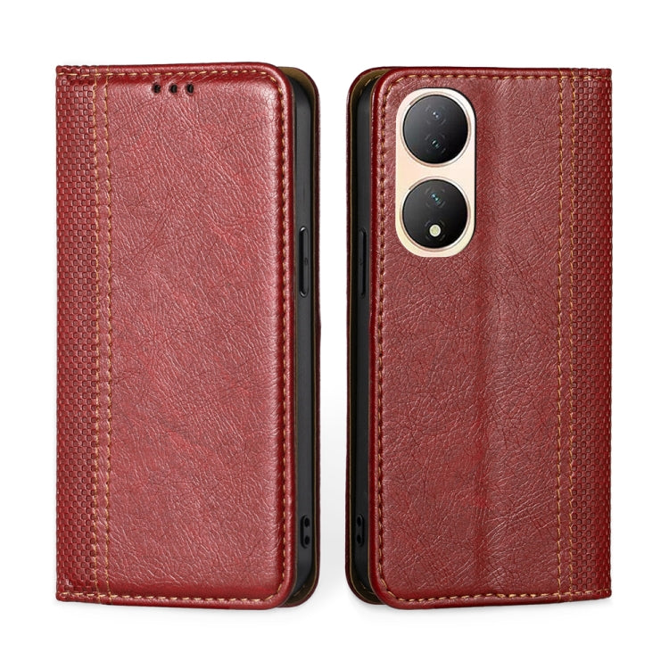For vivo Y100 5G Grid Texture Magnetic Flip Leather Phone Case