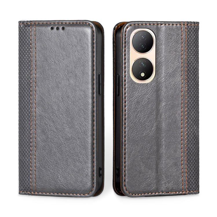 For vivo Y100 5G Grid Texture Magnetic Flip Leather Phone Case