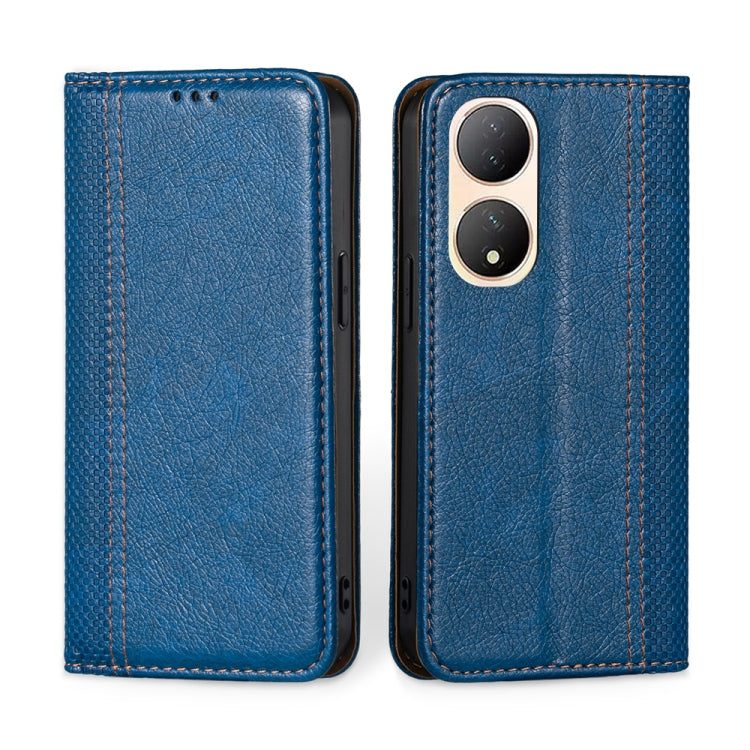 For vivo Y100 5G Grid Texture Magnetic Flip Leather Phone Case
