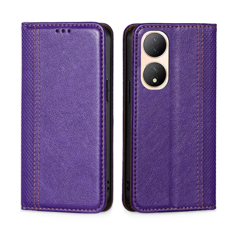 For vivo Y100 5G Grid Texture Magnetic Flip Leather Phone Case