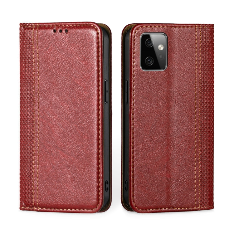 For Motorola Moto G Power 2023 Grid Texture Magnetic Flip Leather Phone Case