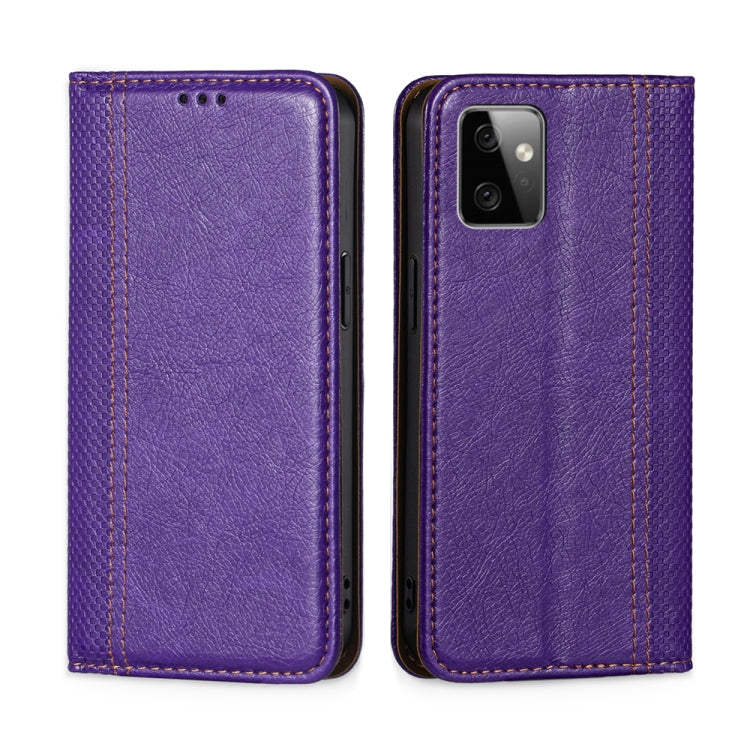 For Motorola Moto G Power 2023 Grid Texture Magnetic Flip Leather Phone Case