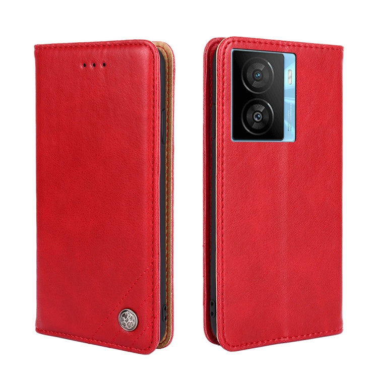For vivo iQOO Z7x Non-Magnetic Retro Texture Horizontal Flip Leather Phone Case