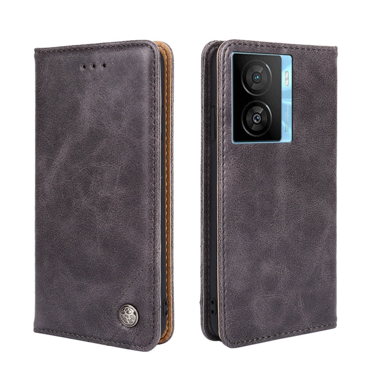 For vivo iQOO Z7x Non-Magnetic Retro Texture Horizontal Flip Leather Phone Case