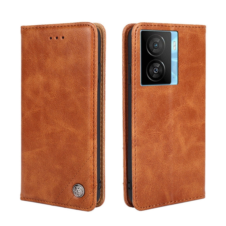 For vivo iQOO Z7x Non-Magnetic Retro Texture Horizontal Flip Leather Phone Case