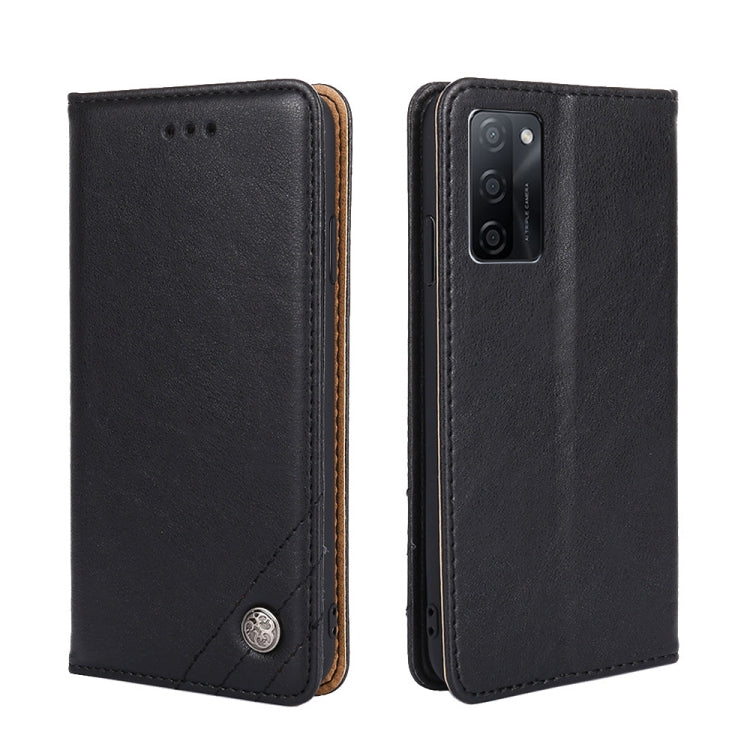 For OPPO A55s 5G Non-Magnetic Retro Texture Horizontal Flip Leather Phone Case