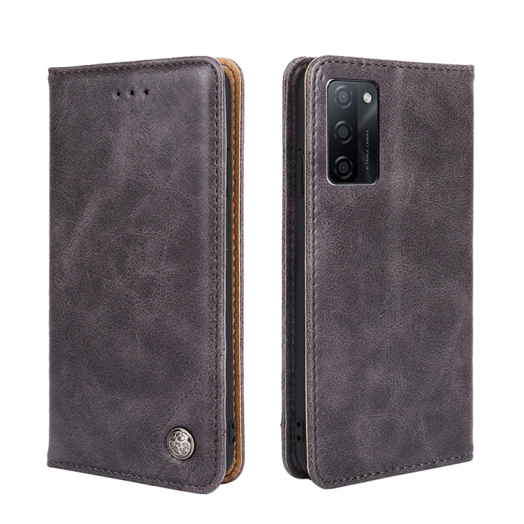 For OPPO A55s 5G Non-Magnetic Retro Texture Horizontal Flip Leather Phone Case