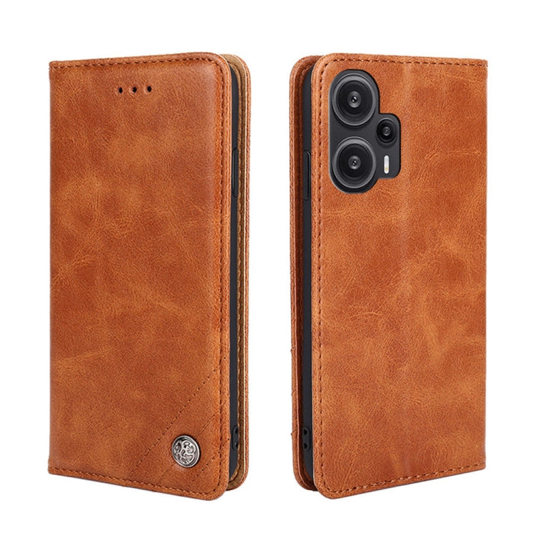 For Xiaomi Redmi Note 12 Turbo Non-Magnetic Retro Texture Horizontal Flip Leather Phone Case