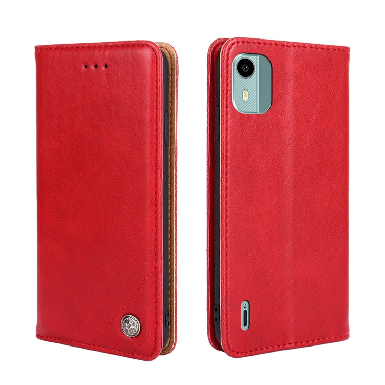 For Nokia C12 Non-Magnetic Retro Texture Horizontal Flip Leather Phone Case