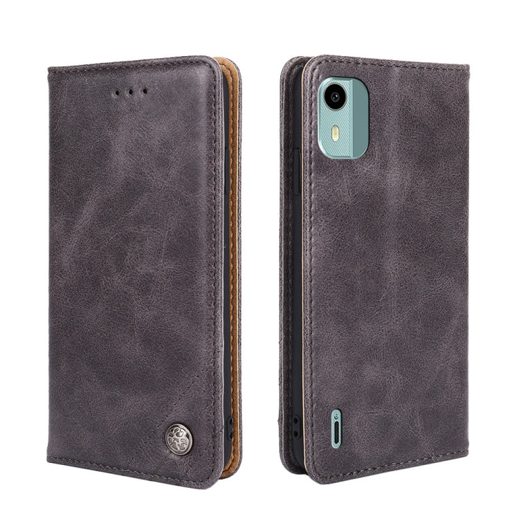 For Nokia C12 Non-Magnetic Retro Texture Horizontal Flip Leather Phone Case