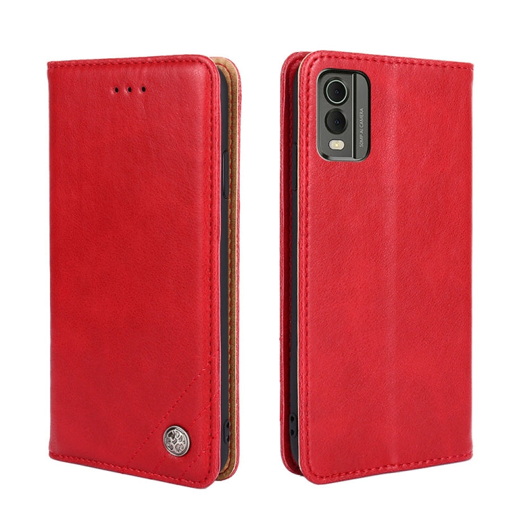 For Nokia C32 Non-Magnetic Retro Texture Horizontal Flip Leather Phone Case
