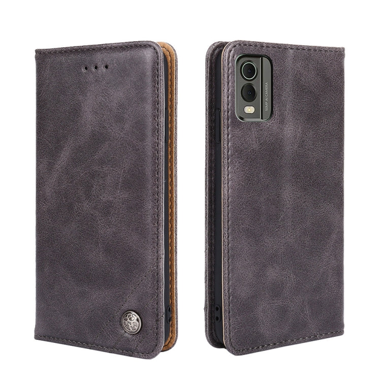 For Nokia C32 Non-Magnetic Retro Texture Horizontal Flip Leather Phone Case