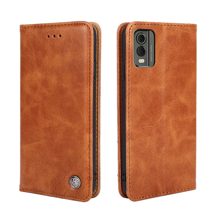 For Nokia C32 Non-Magnetic Retro Texture Horizontal Flip Leather Phone Case