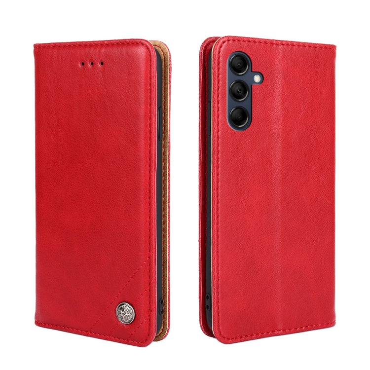 For Samsung Galaxy M14 5G Non-Magnetic Retro Texture Horizontal Flip Leather Phone Case