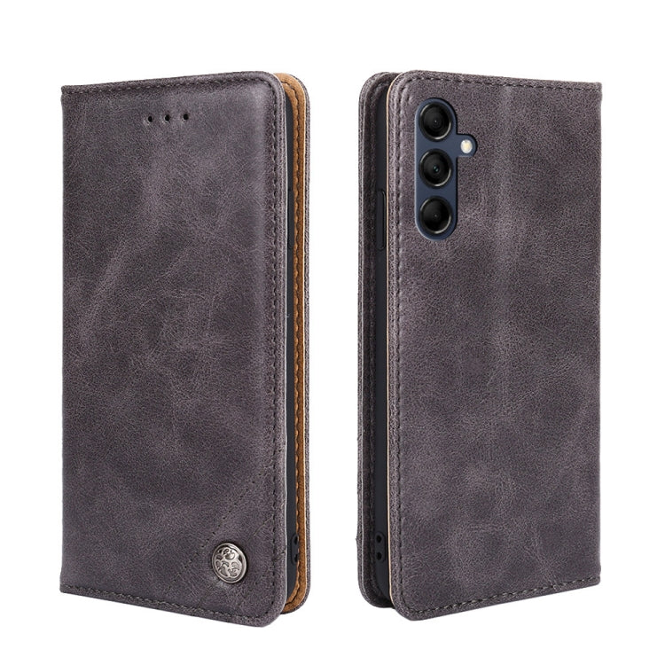 For Samsung Galaxy M14 5G Non-Magnetic Retro Texture Horizontal Flip Leather Phone Case