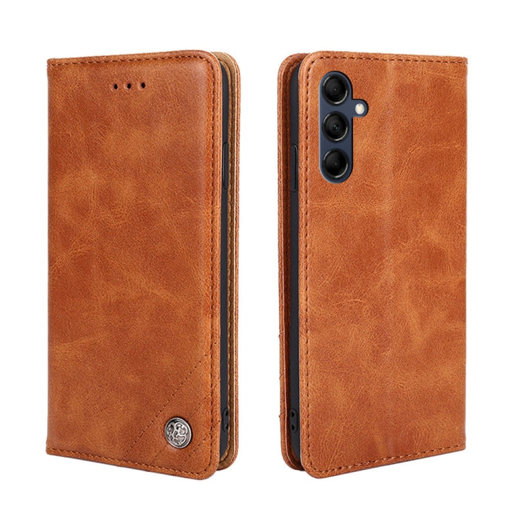 For Samsung Galaxy M14 5G Non-Magnetic Retro Texture Horizontal Flip Leather Phone Case