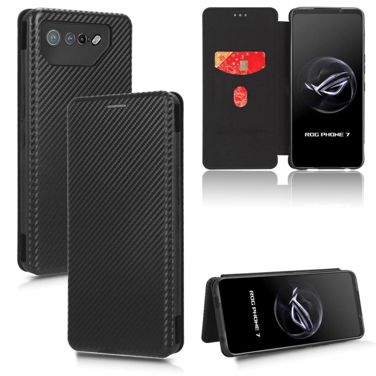 For ASUS ROG Phone 7 Carbon Fiber Texture Flip Leather Phone Case