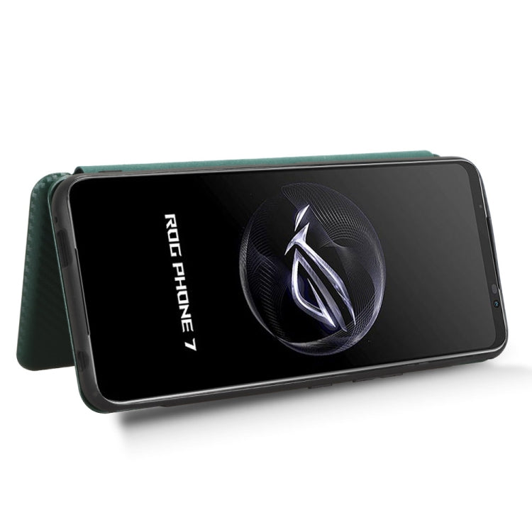 For ASUS ROG Phone 7 Carbon Fiber Texture Flip Leather Phone Case