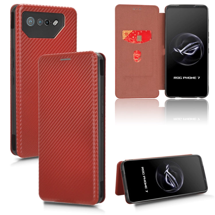For ASUS ROG Phone 7 Carbon Fiber Texture Flip Leather Phone Case