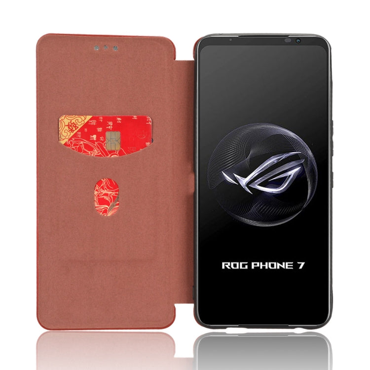 For ASUS ROG Phone 7 Carbon Fiber Texture Flip Leather Phone Case