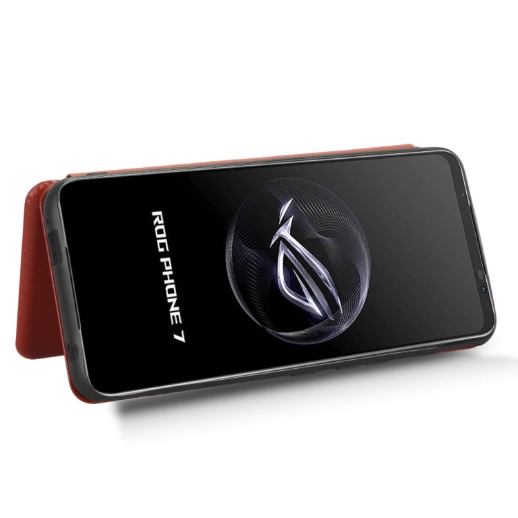 For ASUS ROG Phone 7 Carbon Fiber Texture Flip Leather Phone Case
