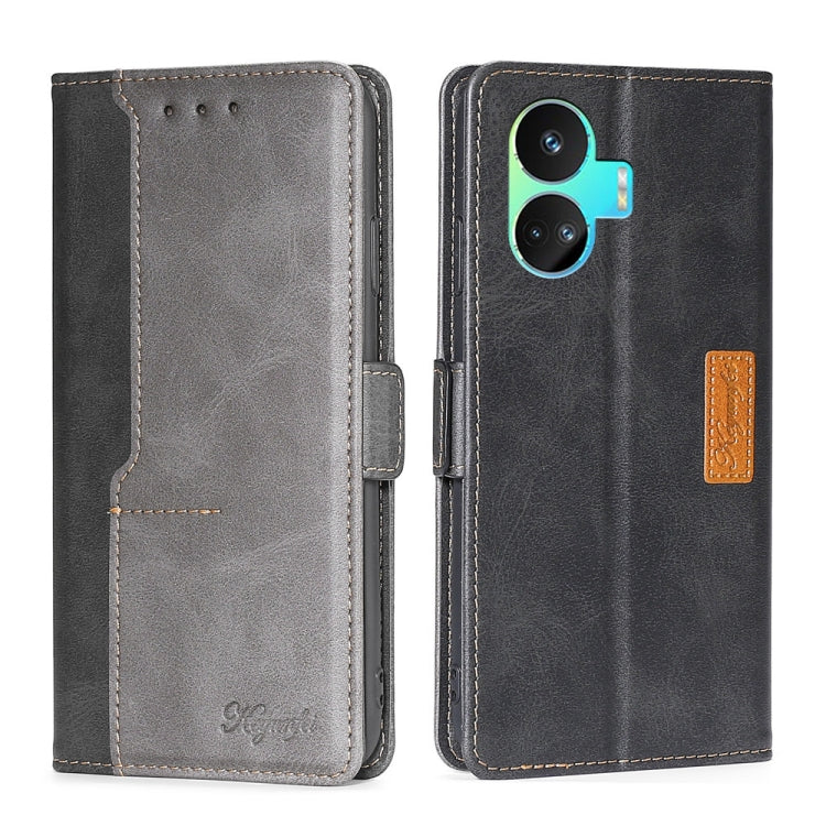For Realme GT Neo5 SE Contrast Color Side Buckle Leather Phone Case