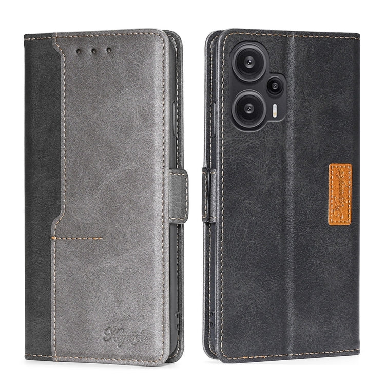 For Xiaomi Redmi Note 12 Turbo Contrast Color Side Buckle Leather Phone Case