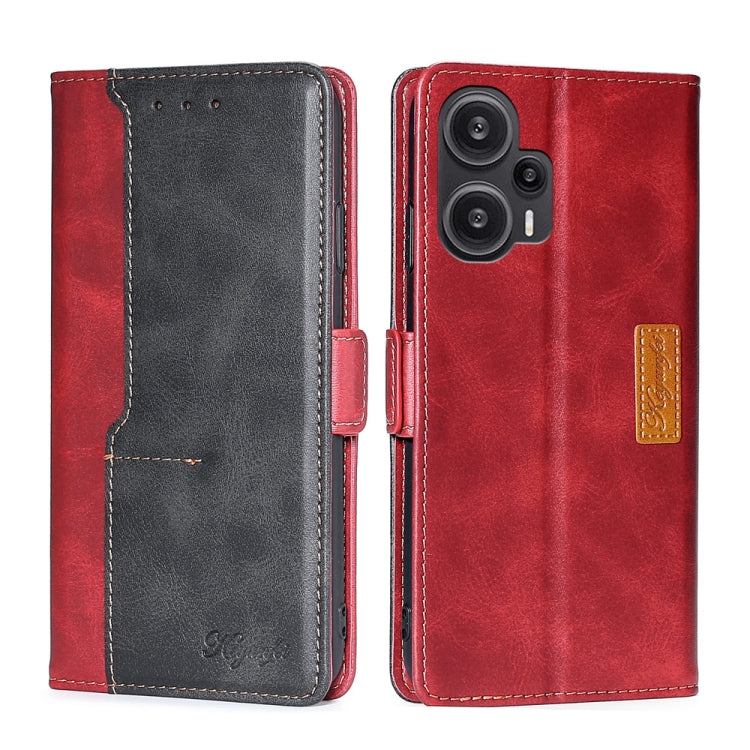 For Xiaomi Redmi Note 12 Turbo Contrast Color Side Buckle Leather Phone Case